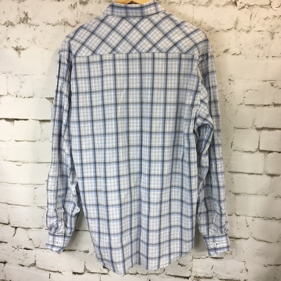 James Campbell Blue Plaid Window Pane Shirt - Picture 7 of 7